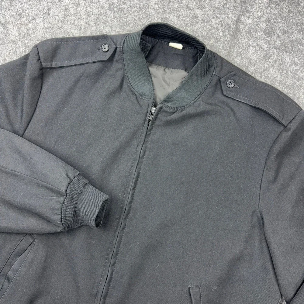 VTG Military Bomber Jacket Mens 46 Long Black Neptune Garment Co Wool Blend USA